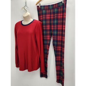 Cuddl Duds Climate Right Pajama Set Large Red Sleepwear Long Sleeve Top Pants